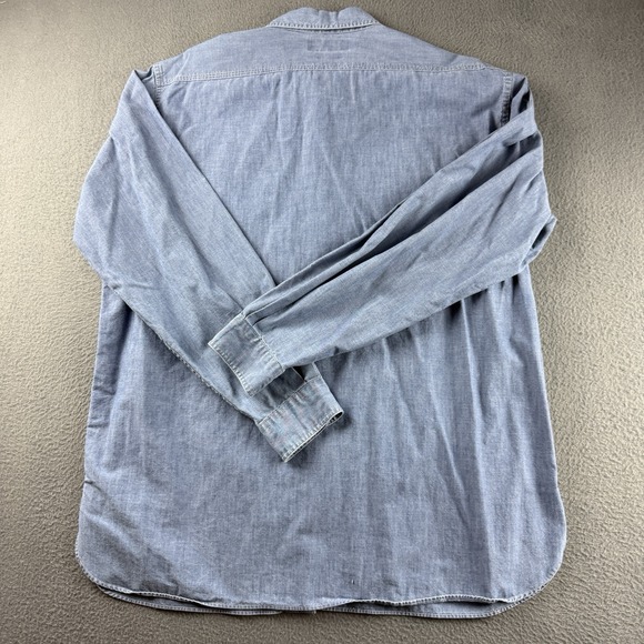 Polo Ralph Lauren Shirt Men's L Blue Donington Denim Chambray Flap Pockets West - Picture 3 of 10